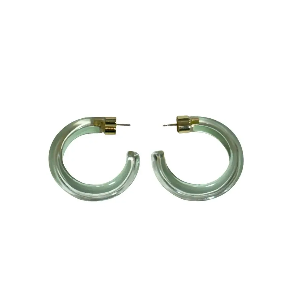 Alison Lou Small Jelly Lucite Hoops Green